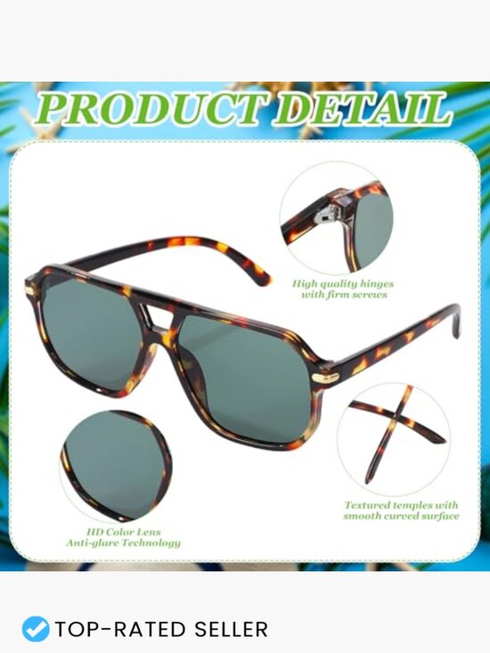 Oversized Square Sunglasses Unisex Retro 70s 80s 90s UV400 Protection Fashion main image 2